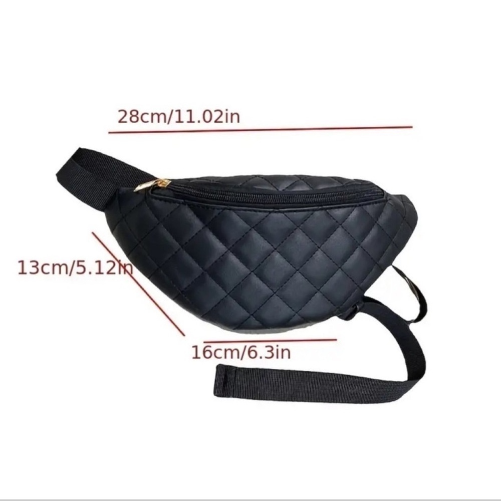 Black Quilted Pattern Sling Bag - Picture 2 of 4